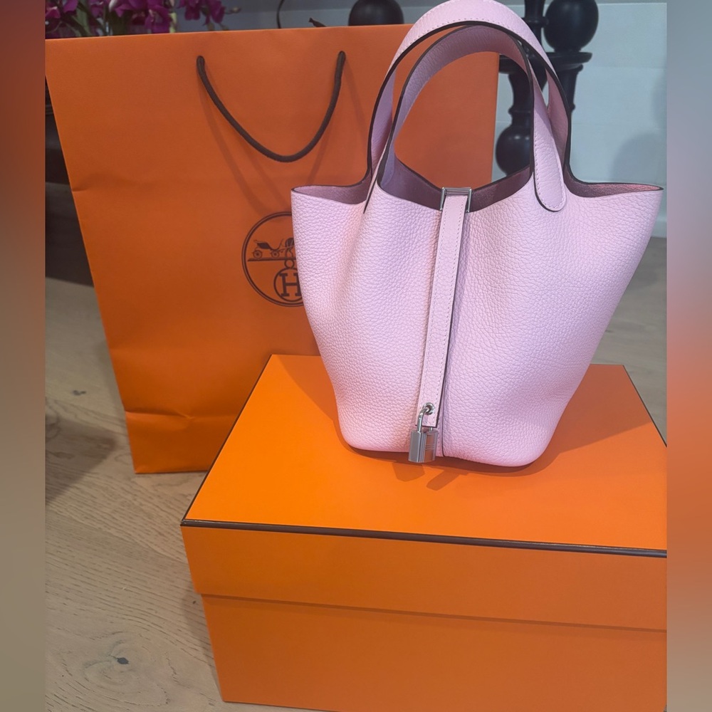 Hermes Picotin 18 Rose Sakura Palladium Hardware NWT